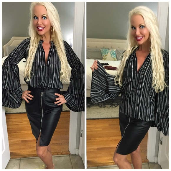 LAST 1! 🤗High waist zipper faux leather skirt - Picture 2 of 4